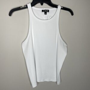 J.CREW Tank Top Women Large Favorite Vintage Rib NEW Crisp White BH925